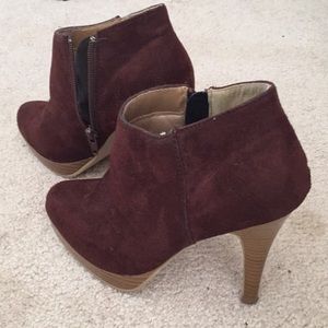 Brown suede booties. Size 5.